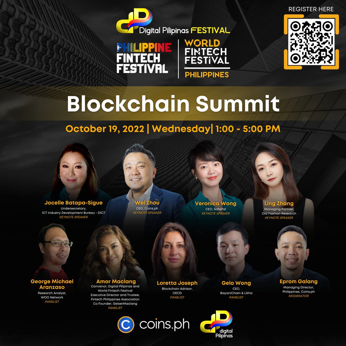 Curious about the the potential of blockchain beyond just cryptocurrency?  🤔 Then check out the Blockchain Summit at the Philippine Fintech Festival  🇵🇭 with @coinsph CEO @thedaoofwei and Country Director @epromgalang! 📍