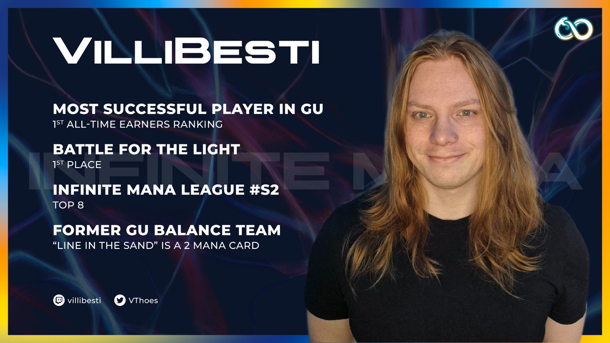 8M is super hyped to announce our newest team member, VilliBesti <a href="/VThoes/">Villibesti</a>.
Look at all his achievements in <a href="/GodsUnchained/">Gods Unchained</a> 👀