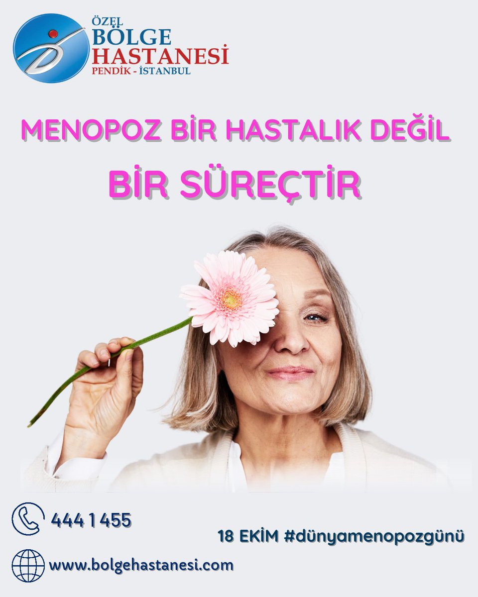 Menopoz şikayetlerinin sosyal yaşamı kısıtlamasına izin verilmemeli, menopoz şikayetlerini hafifletmek için doktorunuza danışmadan ilaç 

Hızlı Randevu Ve Daha Fazla Bilgi İçin:
📞 444  1 455
🌐 bolgehastanesi.com

#dünyamenopozgünü #menopoz #pendikbölgehastanesi