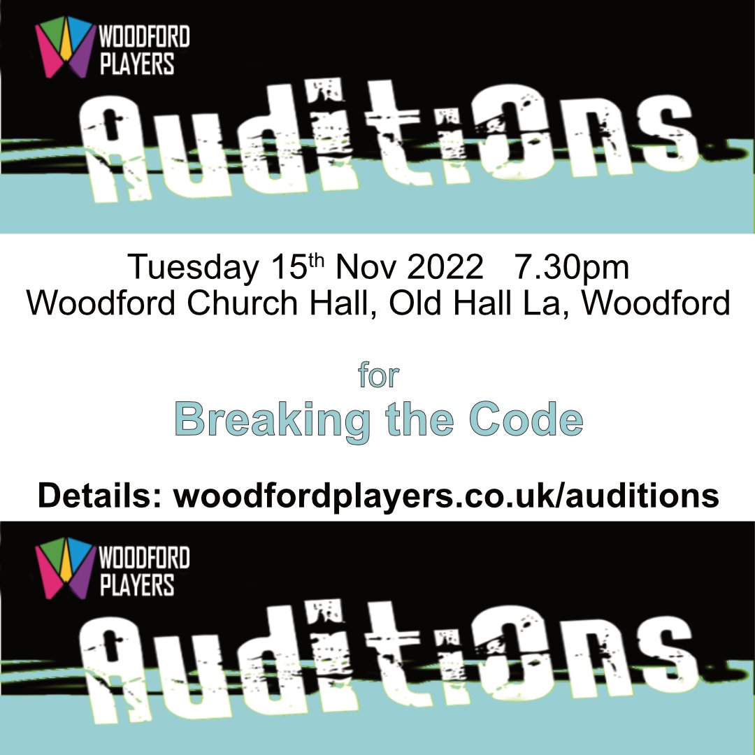 Upcoming auditions for Breaking the Code will be on Tues 15th Nov 22 at Woodford Church Hall. Cast breakdown here: woodfordplayers.co.uk/auditions/ All welcome. @HarrisBarbara3 <a href="/suemoonGMDF/">sue mooney</a> <a href="/GMDFdrama/">GMDF Drama Fed 🎭</a> <a href="/StoAmTheatres/">Stockport AmTheatres</a> <a href="/DramaGroups/">Drama Groups</a> <a href="/WoodfordCentre/">Woodford Centre SK7</a> <a href="/johnlomax52/">John Lomax</a>