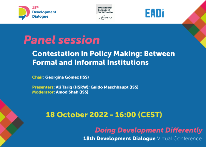18thDD's tweet photo. Panel preview: Starting in 2 hours, "Contestation in Policy Making: Between Formal and Informal Institutions" chaired by Dr. Georgina Gómez, presenters: Ali Tariq and Guido Maschhaupt.
Register at https://t.co/OmATDiaLbt to join. https://t.co/LXAsQ6ncRw