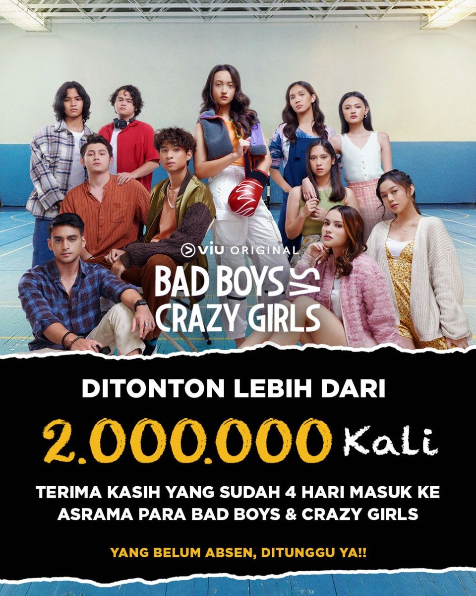 Luar biasa.. #BadBoysVSCrazyGirls 4 hari tayang di <a href="/Viu_ID/">Viu Indonesia</a> sudah 2jt lebih di tonton. Kamu udh nonton blm?