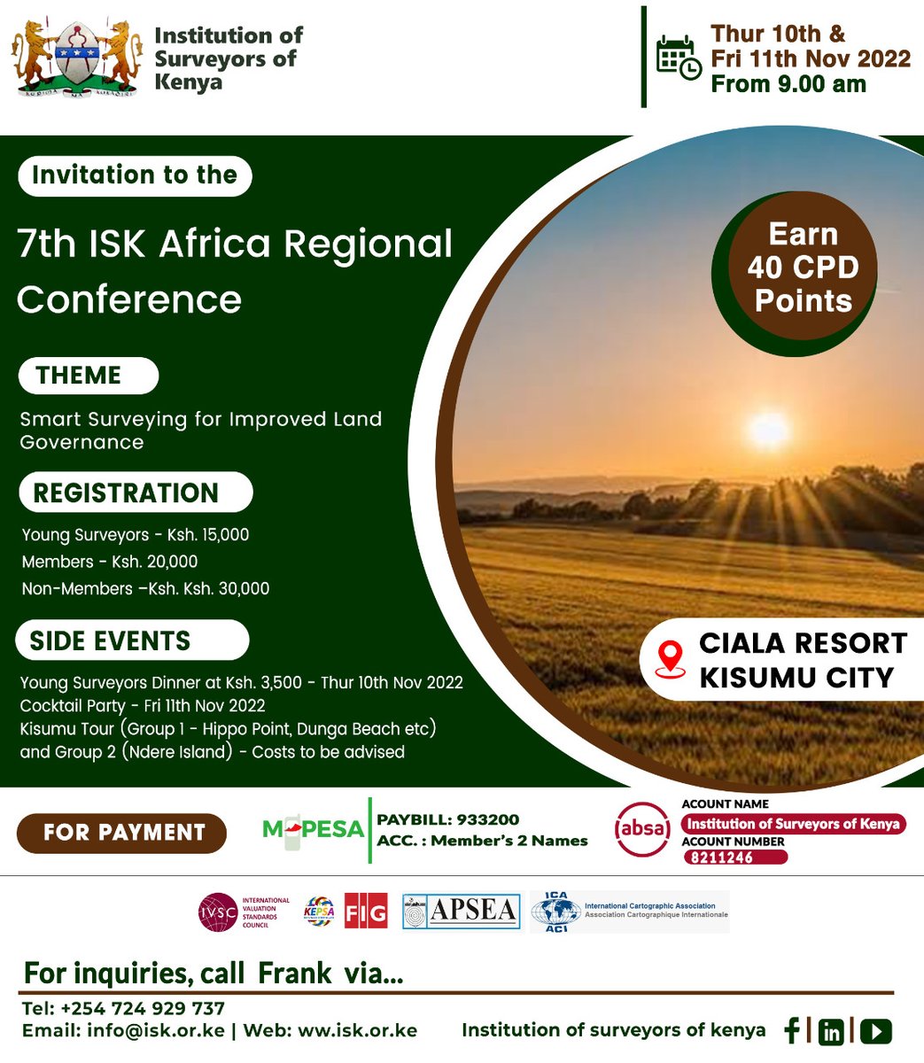 isk_kenya's tweet photo. Welcome to the 7th ISK Africa Regional Conference. Have you booked your slot?  Secure your slot today; https://t.co/J2ldNkKIXW or call 0724929737 for more more information. https://t.co/Xhr2LKKupo
