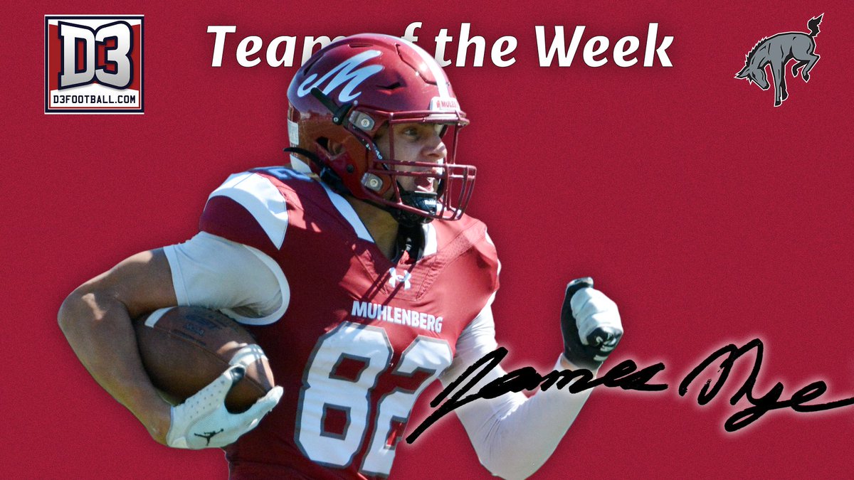 Muhl_Sports's tweet photo. #Muhlenberg senior James Nye named to @d3football Team of the Week after catching 3 TD passes at Johns Hopkins. No tight end in the NCAA has caught more TD passes this season

https://t.co/XlHviXspLg

@DigInMules #CCfb #d3fb #CentConf https://t.co/y5LllzkHpj