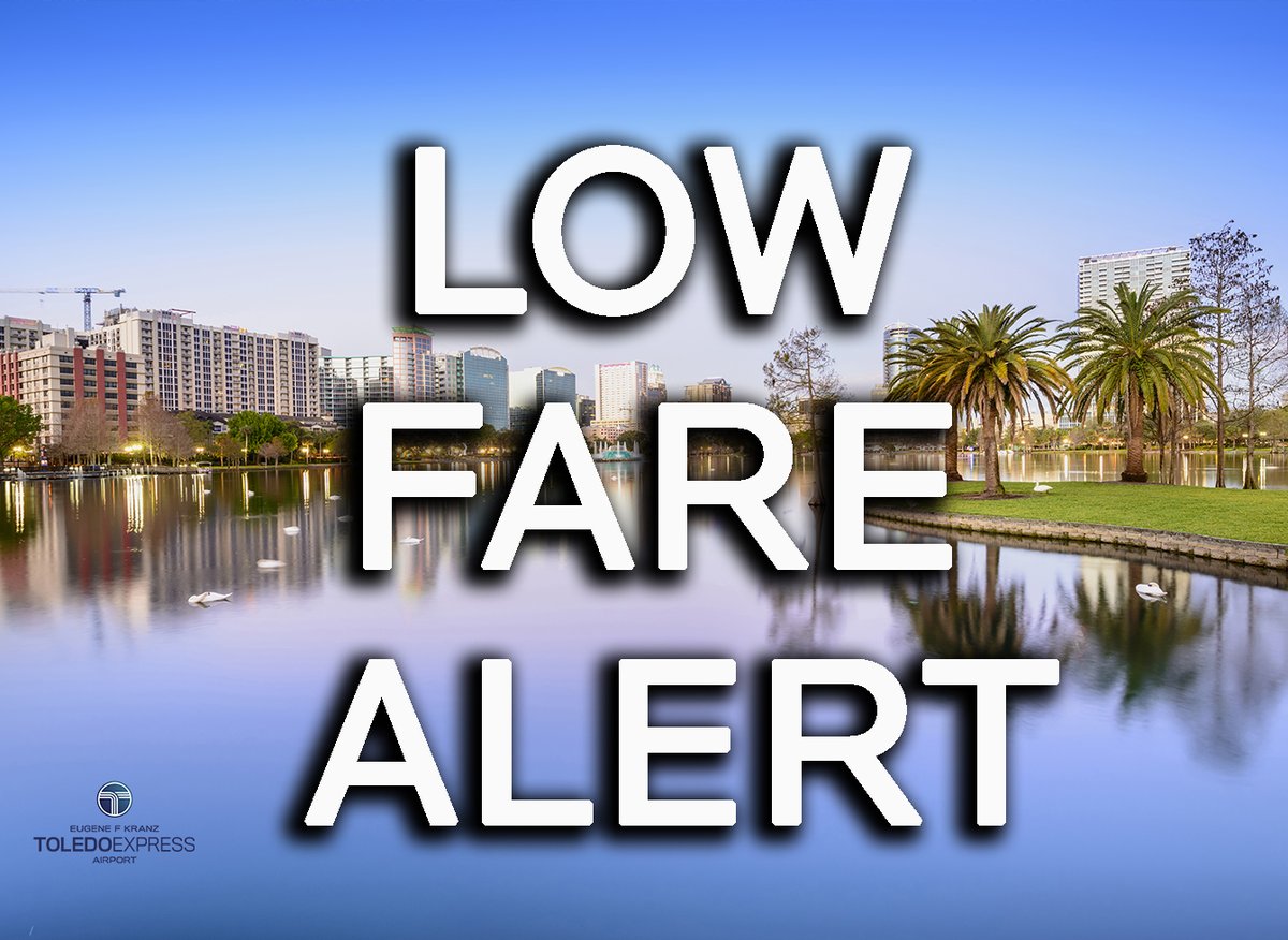 TOLAirport's tweet photo. LOW FARE ALERT: Fares as low as $59* one-way on Allegiant out of #EFKToledoExpress!
Restrictions apply. Please visit the website below for details.
https://t.co/ZWvZQem2zv
Must be purchased by October 19, 2022.
#CheckTOL #SunSeekers https://t.co/5V4jJEvMbU