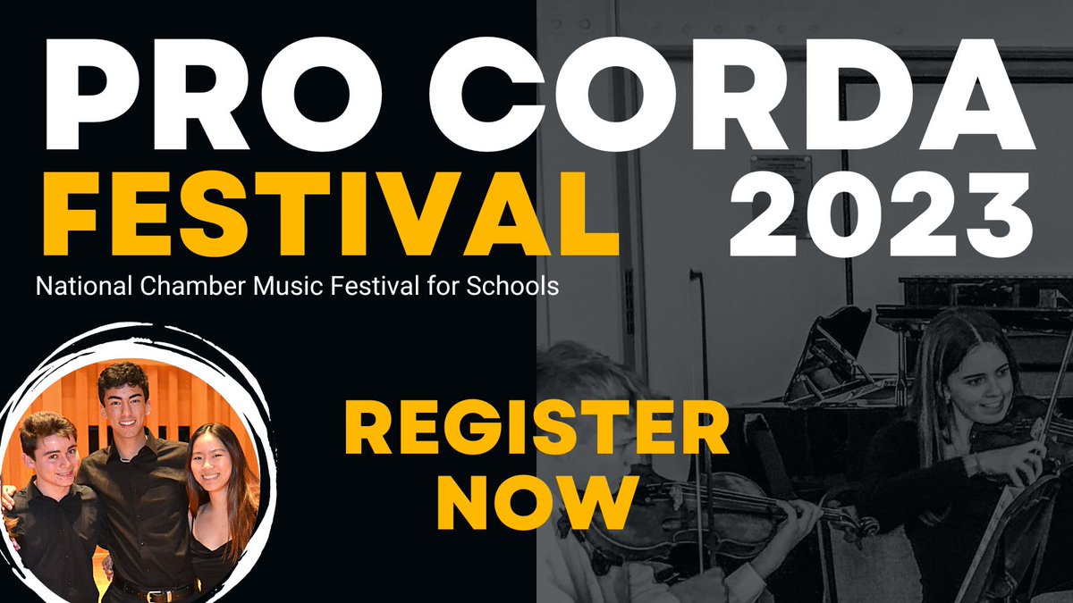 Delighted to announce the 2023 Festival - UK's only national chamber music festival for schools. We will once again be touring the country in a mission to find our Chamber Champions of 2023. Enter your school music group at procorda.com/festival