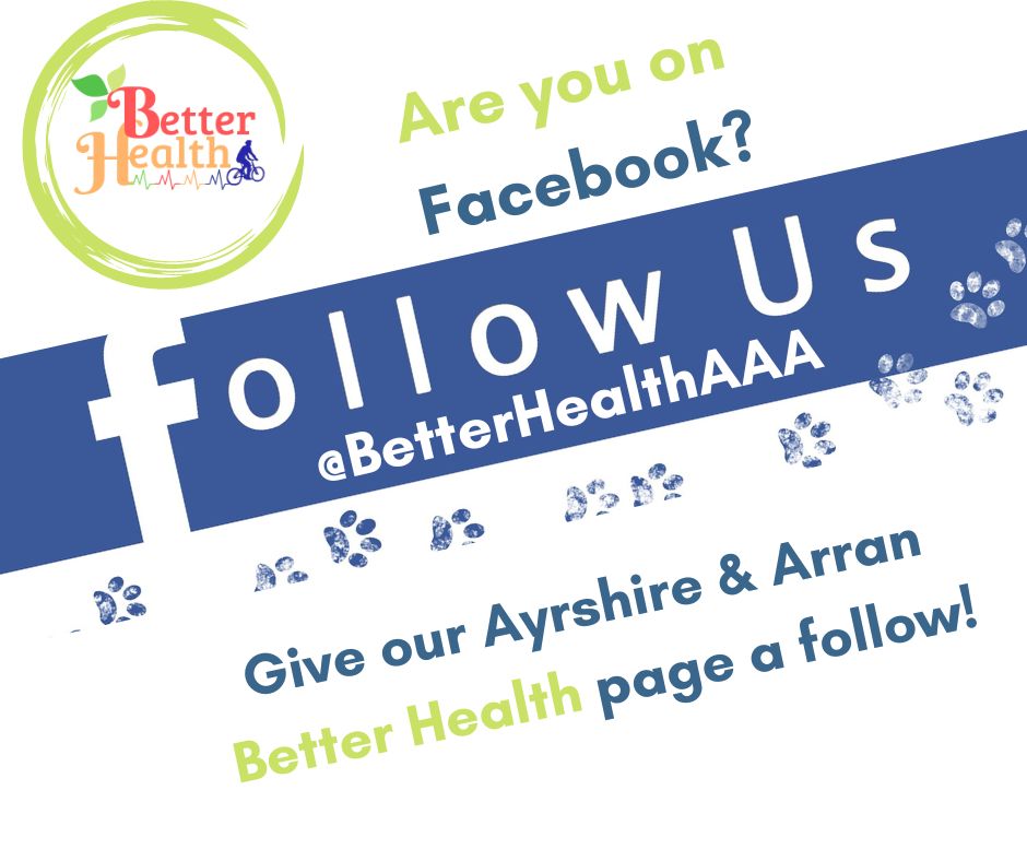 Do you know you can find us on Facebook? 

Ayrshire and Arran updates relevant to our local health issues,  community events and  activities, cost of living tips  plus so much more.

Find and follow us at ow.ly/Wacr50Lajnt