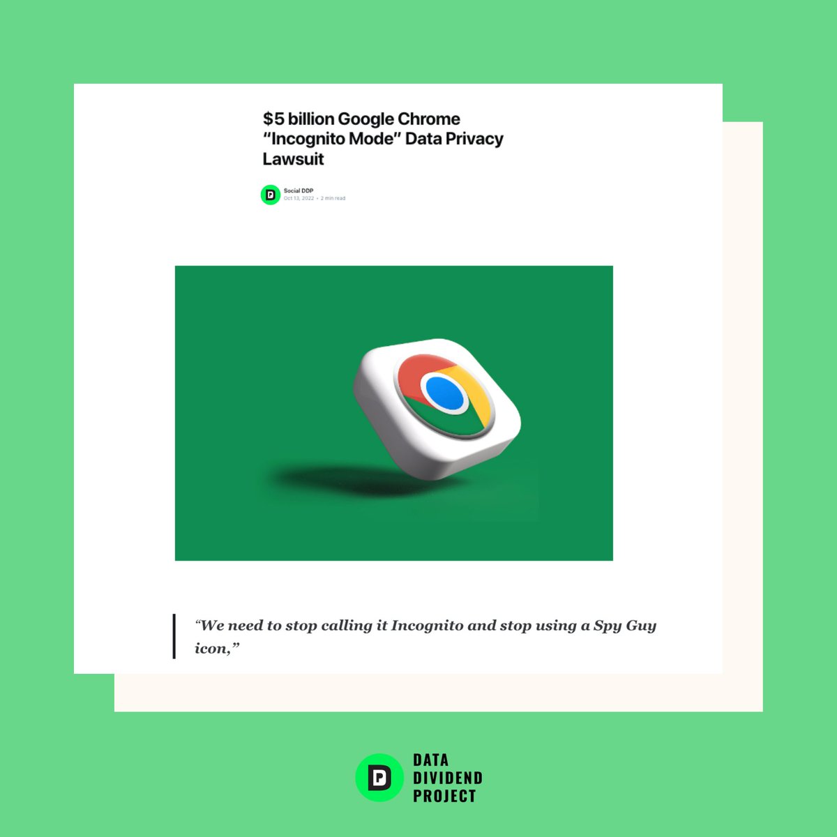 ddpforall's tweet image. Check out our new blog post for an update on the $5 billion Google Chrome “Incognito Mode” Data Privacy Lawsuit.

Join DDP for the most up to do date news on data privacy. 

#joinddp #dataprivacy #datalaws