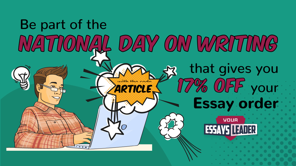 EssaysLeader's tweet photo. Be part of the National Day on Writing with the code ARTICLE that gives you 17% off your Essay order
https://t.co/1IWBvdgv3y
#discount #present #essayorder #writingservice https://t.co/vRptGLpx0T