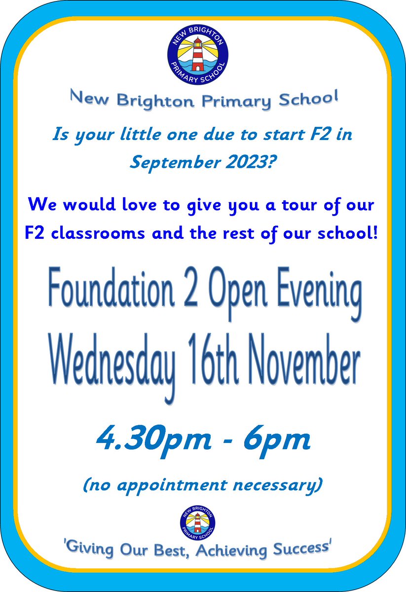 NewBrightonPS's tweet photo. F2 Open Evening, coming soon! ⭐️ https://t.co/lF4V3TnEMo