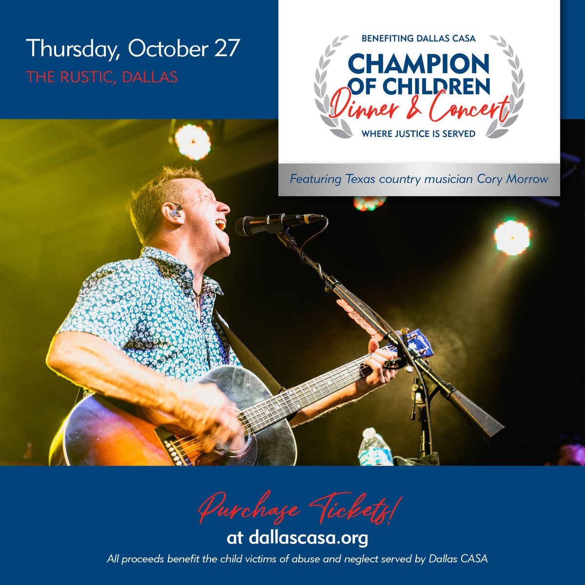 DallasCASA (@dallascasa) on Twitter photo Oct 27 <a href="/corymorrowband/">Cory Morrow</a> will bring his brand of Texas-country to <a href="/TheRustic/">The Rustic</a> for Dallas CASA Champion of Children Dinner & Concert.
It's a boots-optional kind of night, under the stars to raise funds for Dallas CASA. Have your tickets? igfn.us/e/MkYLlA
#COC22 #corymorrow Oct 27 <a href="/corymorrowband/">Cory Morrow</a> will bring his brand of Texas-country to <a href="/TheRustic/">The Rustic</a> for Dallas CASA Champion of Children Dinner & Concert.
It's a boots-optional kind of night, under the stars to raise funds for Dallas CASA. Have your tickets? igfn.us/e/MkYLlA
#COC22 #corymorrow