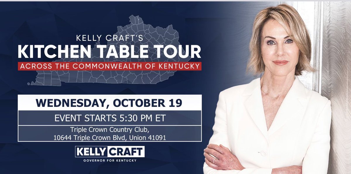 maxwellwise's tweet photo. To my friends in the northern KY region...come out tomorrow to a meet &amp; greet with Kelly Craft for Governor &amp; hear her vision for the Commonwealth. https://t.co/0HuVn9wqtT