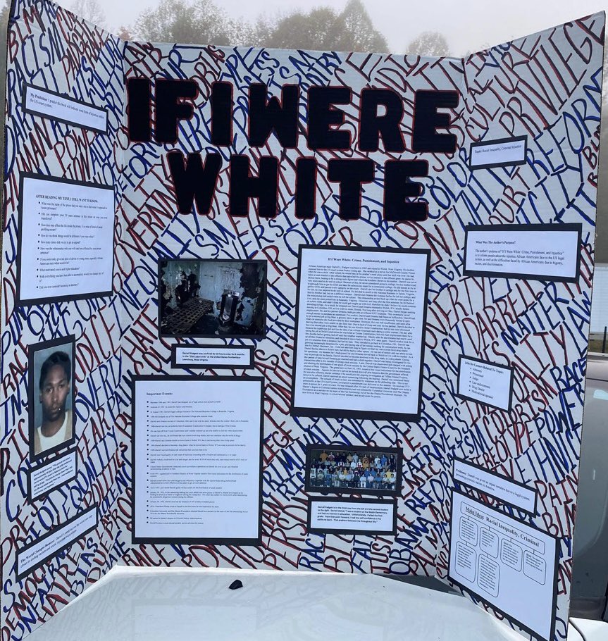 dpadgett68's tweet photo. The news outlets weren’t interested in the book—IF I WERE WHITE: Crime, Punishment and Injustice—until a white middle school student used my book for her presentation at the middle school book fair, and she won! 

#education #readingisfundamental #middleschool #ifiwerewhite https://t.co/gKU0PohEnu
