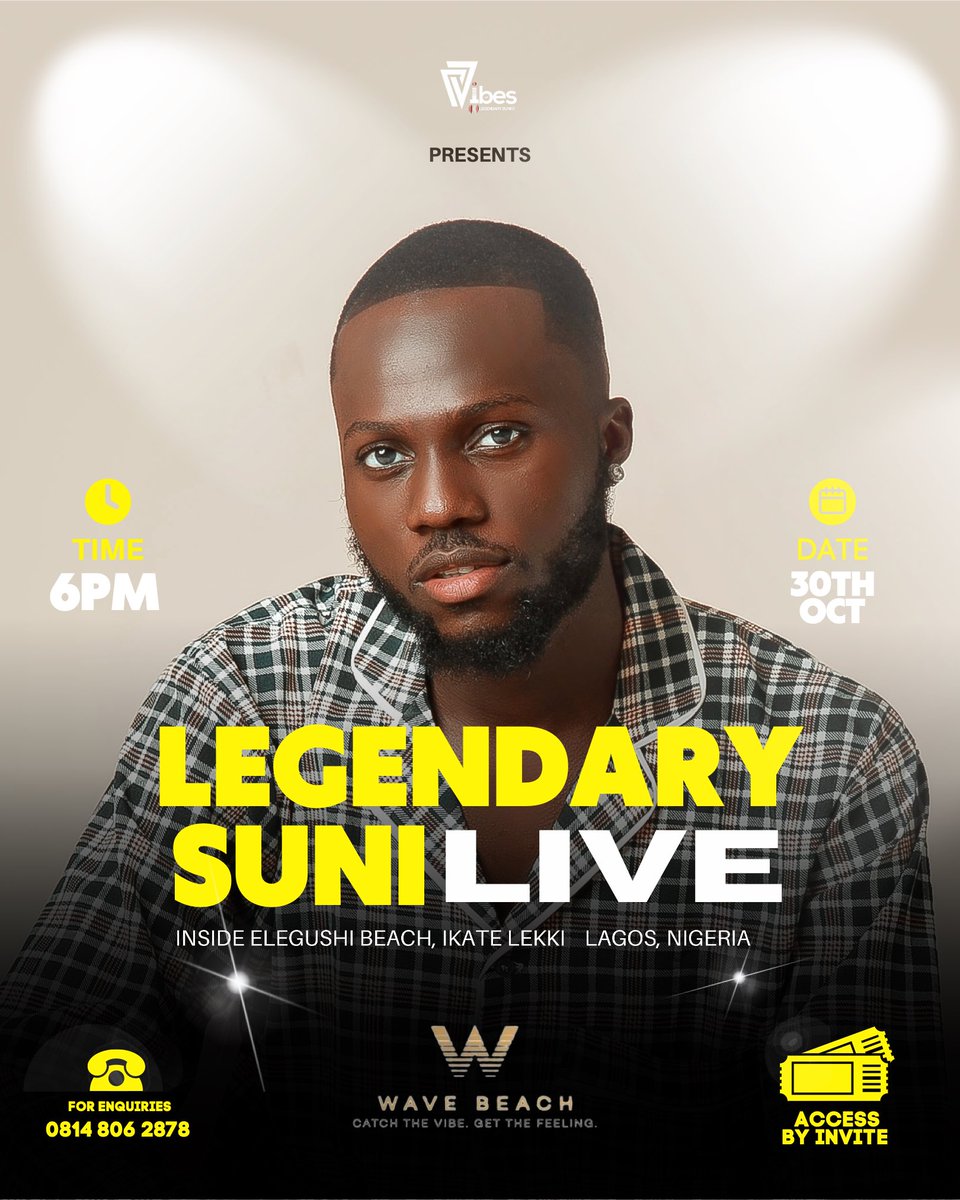 #SUNILIVELAGOS 

SAVE THE DATE 🗓️

30TH OCTOBER, 2022 
Venue - <a href="/wavebeachlagos/">Wave Beach Lagos</a> 🇳🇬 

RSVP HERE ✨ To attend 
drive.google.com/drive/folders/… 

cc - Legendarysuni
#SUNILIVETOUR22
#HYBRIDEP