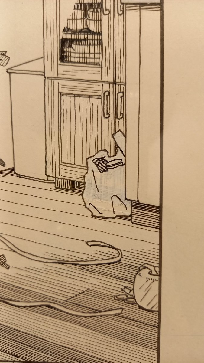 よつばと原画展ほんと最高だった。細かく細かく描かれている線1本1本に目が離せなくなる。ついつい気になる部分やフェチな部分を、アップで撮ってしまうのは絵描きあるあると思いたい。