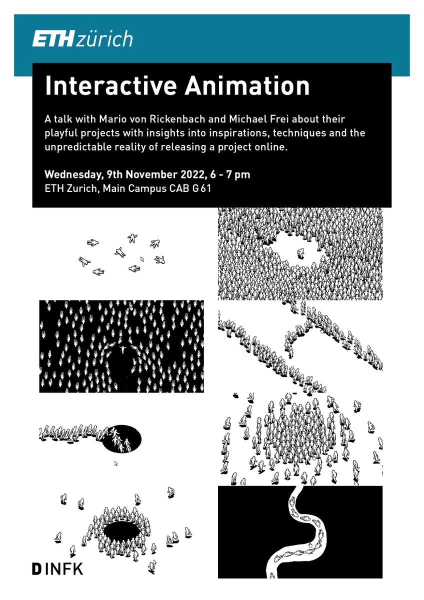 ETH Game Tech Center (@ethgtc) on Twitter photo ❗️The "Art & Computer Science" talk series is back! On Nov 9 at 6pm, <a href="/any_user/">Mario von Rickenbach</a> & <a href="/michaelfrei10/">Michael Frei</a> will talk about inspirations, techniques and the unpredictable reality of releasing a project online.
Open to the public, join us!🐙 Art&CS curators: <a href="/annaflurin/">anna flurina</a> & <a href="/cryptovalleygrl/">Julia Schicker</a> 👏 ❗️The "Art & Computer Science" talk series is back! On Nov 9 at 6pm, <a href="/any_user/">Mario von Rickenbach</a> & <a href="/michaelfrei10/">Michael Frei</a> will talk about inspirations, techniques and the unpredictable reality of releasing a project online.
Open to the public, join us!🐙 Art&CS curators: <a href="/annaflurin/">anna flurina</a> & <a href="/cryptovalleygrl/">Julia Schicker</a> 👏