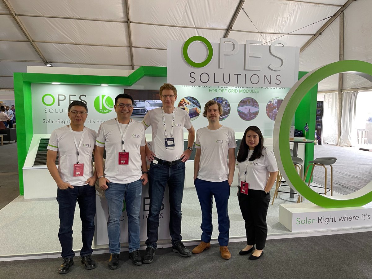 OPES_Solutions's tweet photo. How to speed up the process to provide reliable &amp; clean energy for all? The #OffGridSolarForum just started with productive discussions. 
We are happy to welcome you at our booth to discuss how fully automated production of off-grid solar modules can be part of the solution. https://t.co/5vJ1ch7Kh0