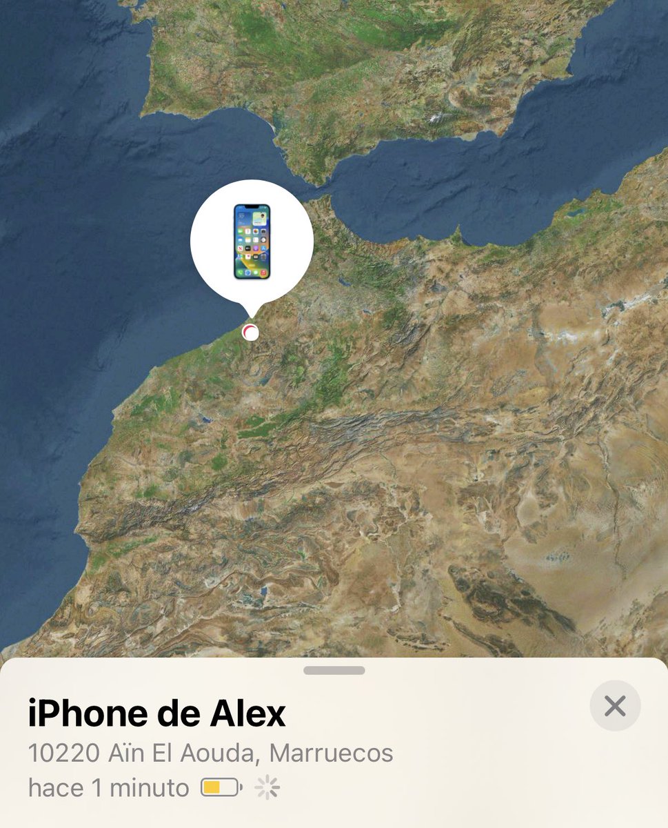 alepval's tweet photo. Mi iPhone robado apareciendo en Marruecos, pues disfruta del año sabático 🥰 https://t.co/zwfBiQxRAG