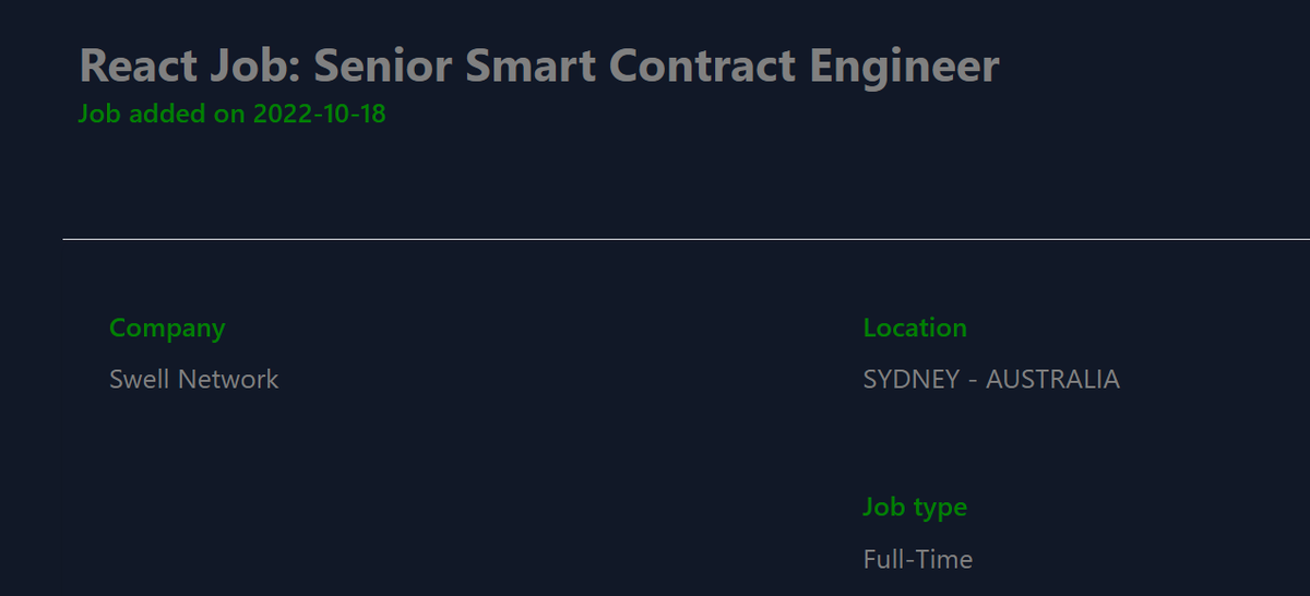 fullstackjob's tweet photo. New React JS Job: Senior Smart Contract Engineer
#react #reactjs #javascript #JavaScriptJobs #JSJobs #techjobs #devjobs
https://t.co/0HXzcO7gi0 https://t.co/9ZqgqgUpY2