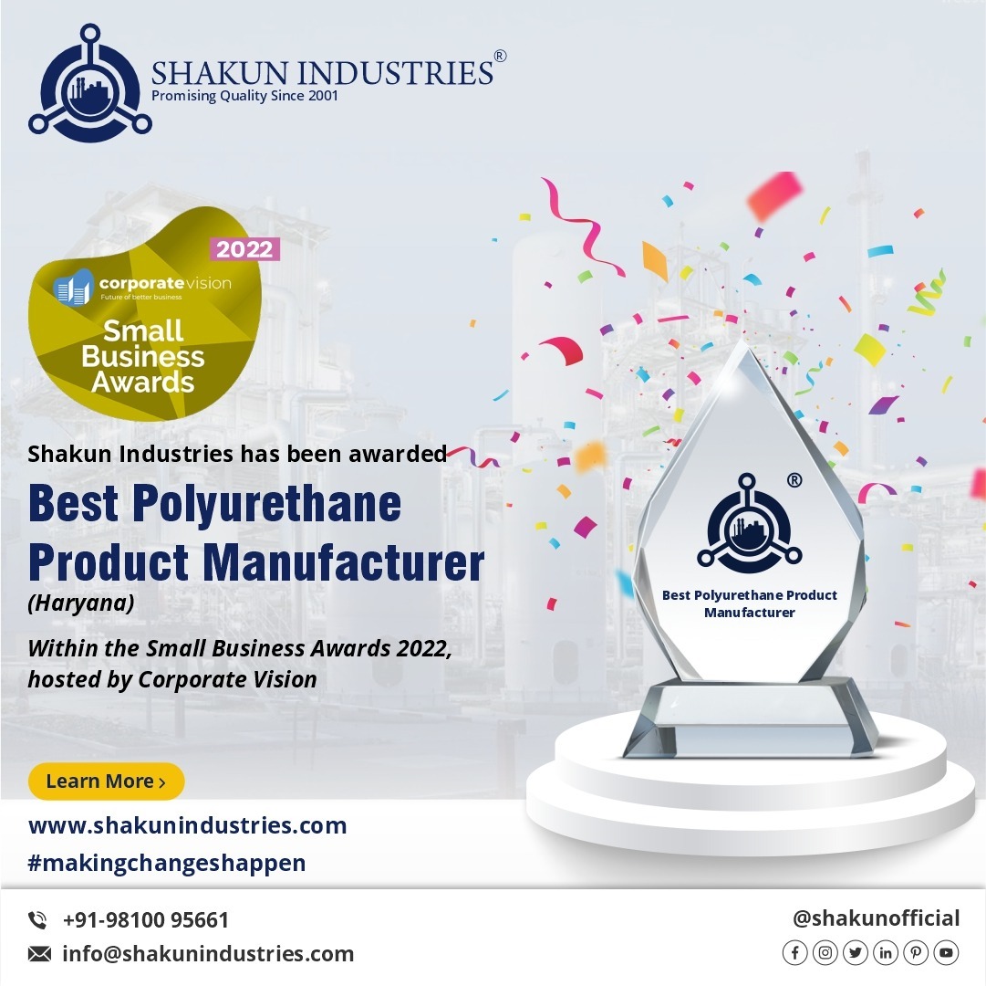 shakunofficial's tweet photo. We are honored to be awarded with the title of Best Polyurethane Product Manufacturer – Haryana at the 7th annual Small Business #Awards held by Corporate Vision.
#Recognition #ProudMoment #shakun #ShakunIndustries #polyurethane #polyurethanefoam #polyol https://t.co/r9Dvrk9PvR