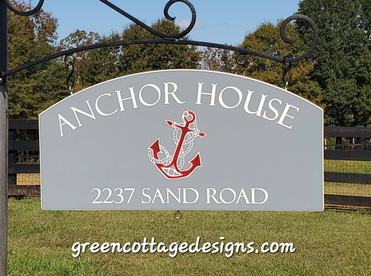 cottage_green's tweet photo. Anchor House Large Lakehouse Address Sign by https://t.co/mxWEx0ly9j #ohio #Ohiostate #Michigan #Football #NauticalSigns #PVCSigns https://t.co/TiS9ea0H5U