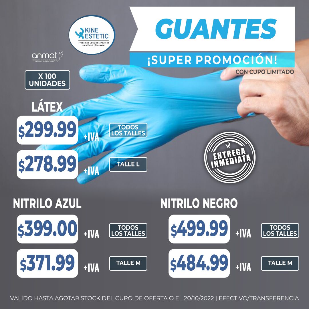 KineEstetic's tweet photo. SUPER PROMOCIÓN DE GUANTES DESCARTABLES!!👉🏼Promo vigente hasta el 20/10/2022 o hasta agotar cupo de oferta
👉🏼Efectivo/Transferencia
 ¡¡¡Consultanos!! 📲 3413359397
#kineestetic #kine #estetic #guantesdescartables #guantedelatex #latex #guantedenitrilo #nitrilo #nitriloazul https://t.co/Ox9RoMjFcQ