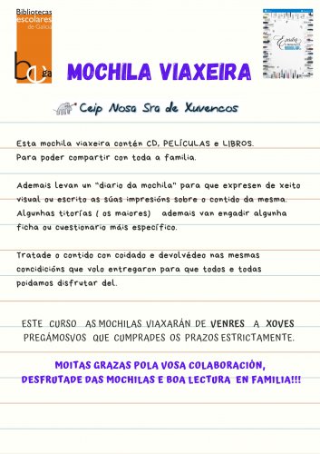 Preparándonos para o día das Bibliotecas Escolares #bescolaresgal ...poñendo as 'mochilas viaxeiras' a punto... edu.xunta.gal/centros/ceipno… 
#bescolaresgal 
#lecturaEfamilias