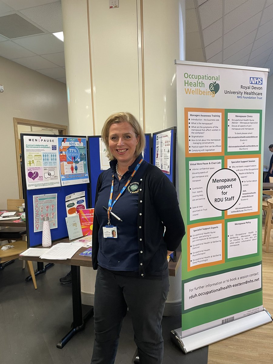 Scottie0201's tweet photo. Great to see our OH staff and menopause lead Fi promoting #WorldMenopauseDay2022 as part of #TeamRoyalDevonWeek @RoyalDevonNHS #staffappreciation https://t.co/5GUEF9xiNq