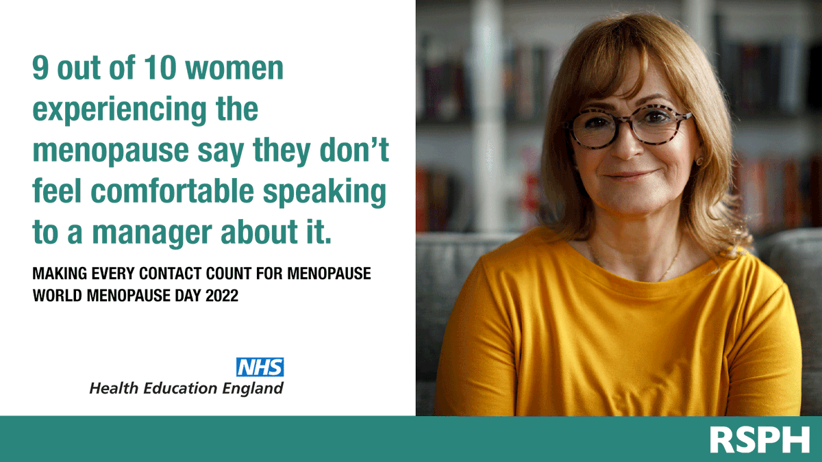 R_S_P_H's tweet photo. Today is #WorldMenopauseDay2022. Together with @NHSHEE_NWest, we are offering 10 complementary places on the #MECC for Menopause programme which aims to build confidence in the health &amp; care workforce to have conversations about menopause. Find out more: https://t.co/eIHsuNNUTB https://t.co/OT7bSggREF