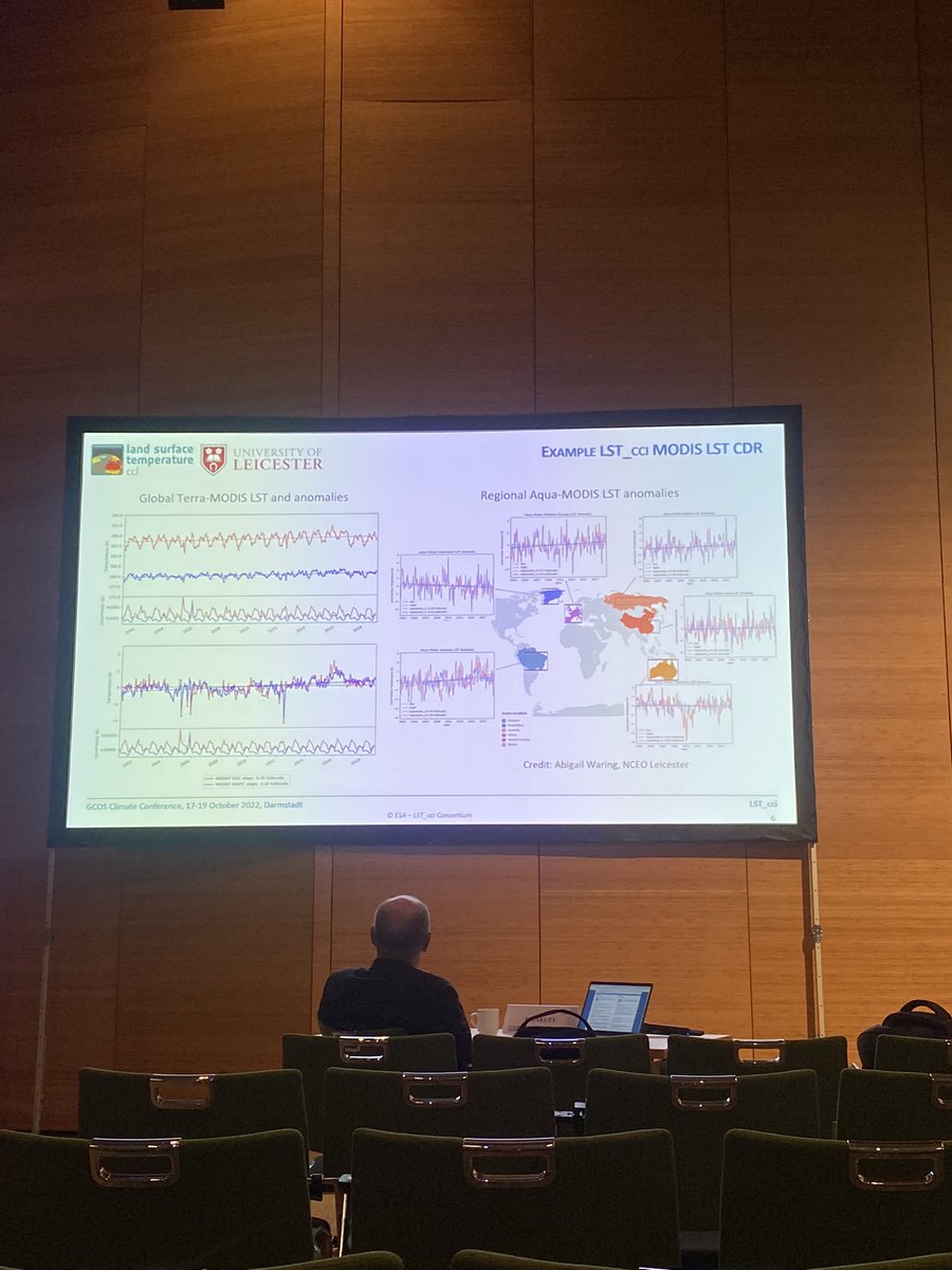 Our surface temperature group lead, Dr Darren Ghent, talked about all things #landsurfacetemperature and @esaclimate cci data during todays atmosphere session at the @gcos_un @eumetsat climate conference 2022 🇩🇪🌍🌡️ @NCEOscience @uniofleicester #LST #climatedata #earthobservation