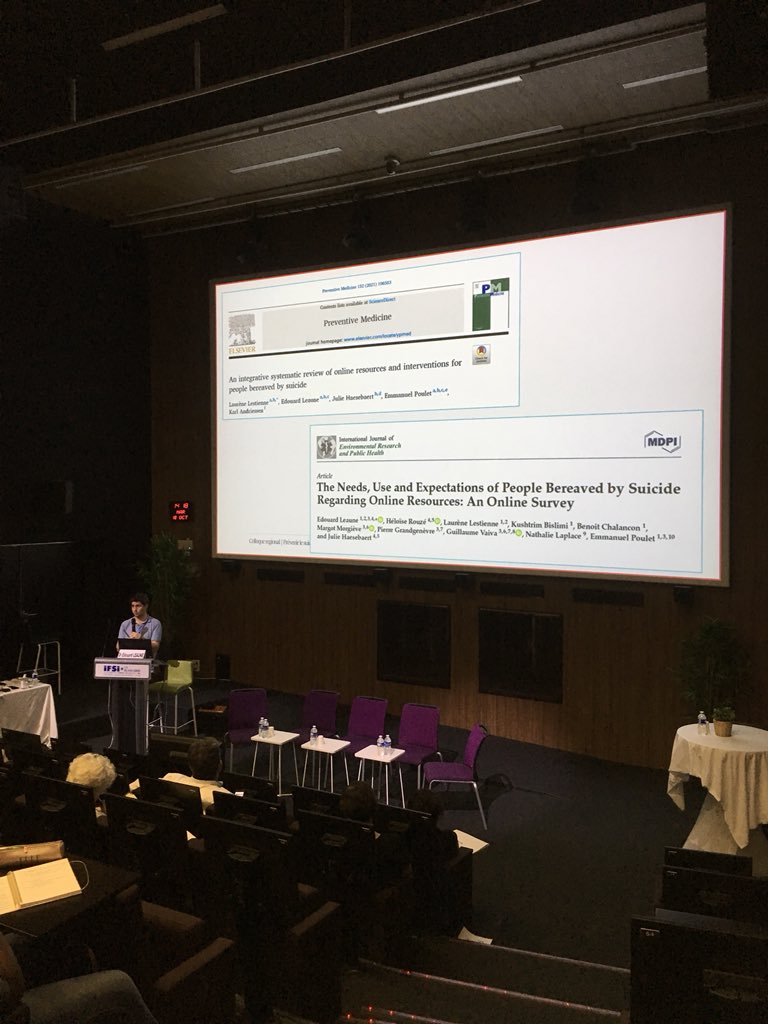 CRES_PACA's tweet photo. Colloque Prévenir le suicide - Édouard Leaune : deuil 2.0 ? Une étude française auprès de 412 personnes endeuillées par le suicide.
#collepse #preventionsuicide @espoir https://t.co/LY3gmwMWpA