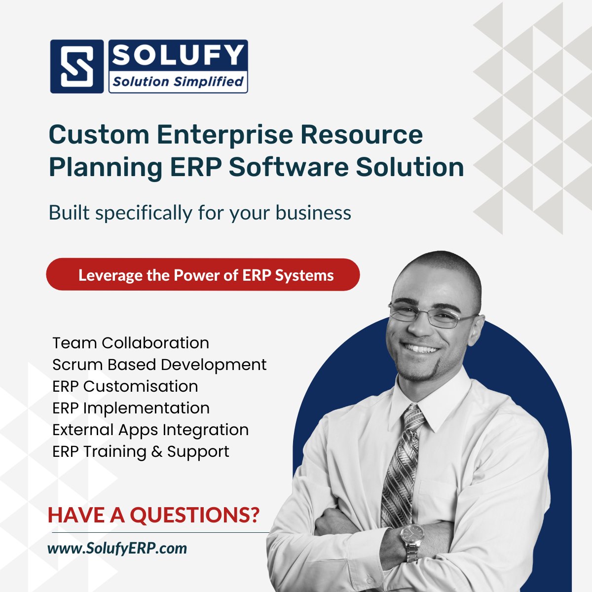 ⚡️ Custom Enterprise resource planning #ERPServices and Solutions built specifically for your business

👉 Connect with #ERPExperts

📱 +919033472982
✉️contact@solufy.in

#Solufy #ERP #erpdevelopment #erpImplementation #erpConsulting #erpCustomization #erpTraining #erpsupport