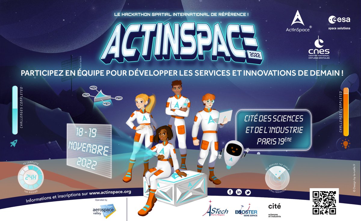 📢Rejoignez la prochaine édition parisienne du hackathon <a href="/ActInSpace/">ActInSpace</a> et participez en équipe pour développer les services et innovations de demain ! 🚀

🗓️Les 18 et 19 novembre à la Cité des Sciences et de l'Industrie à Paris !

Infos et inscriptions👉bit.ly/3yOM3Mt