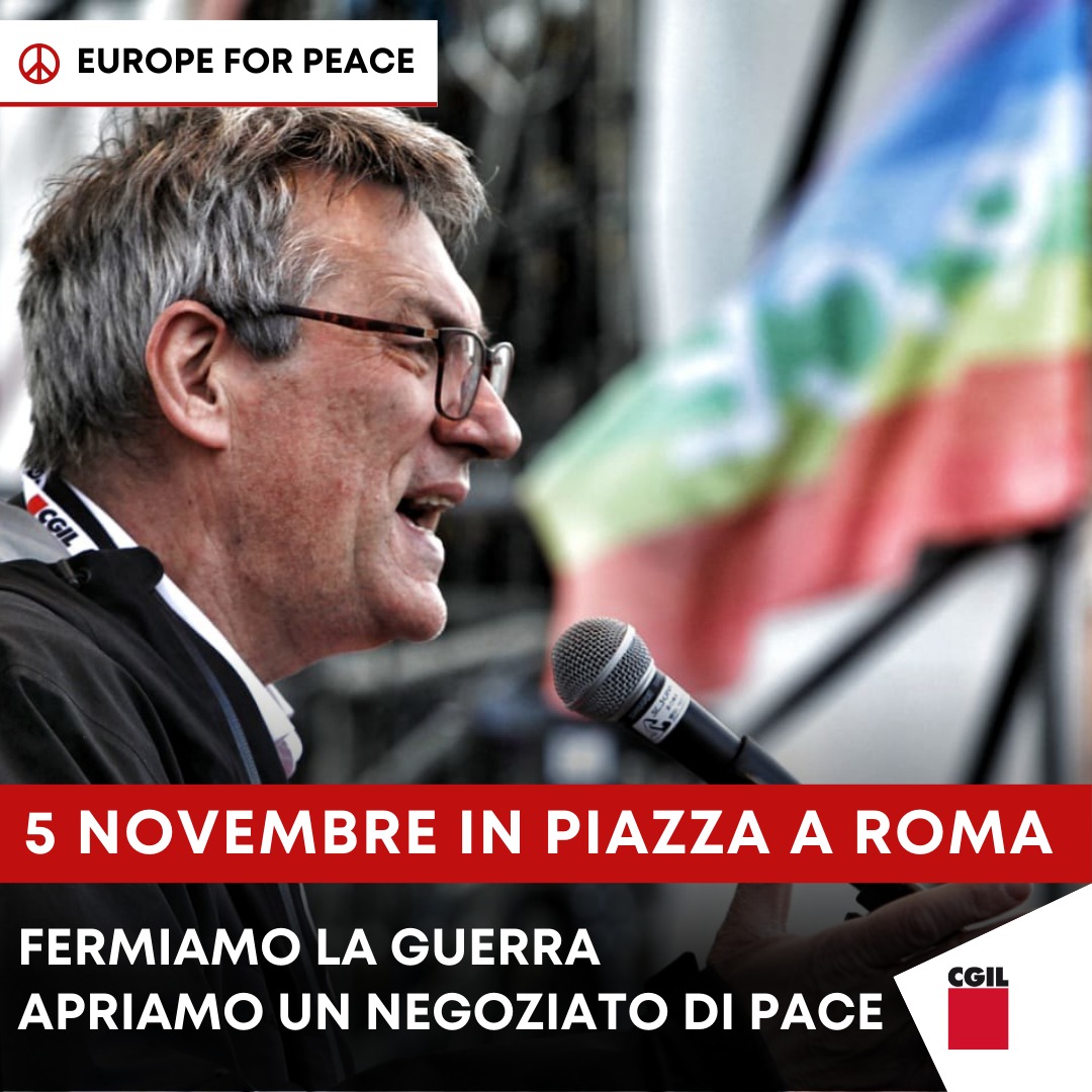 #MaurizioLandini: “La #Cgil, insieme a numerose associazioni, promuove e sostiene la manifestazione per la #pace che si terrà sabato #5novembre a Roma. Fermiamo la guerra, apriamo un negoziato di pace' bit.ly/3D7dELw #EuropeForPeace