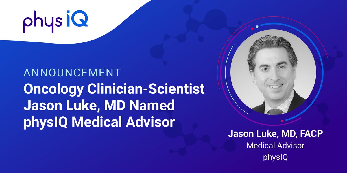 We are pleased to announce that Jason Luke, MD, FACP, a recognized expert in immuno-oncology, has been appointed to <a href="/physIQ/">physIQ</a>’s Medical Advisory Board. Dr. Luke will provide expert medical counsel and we could not be more thrilled to welcome him to the TEAM!
hubs.ly/Q01p-7jq0