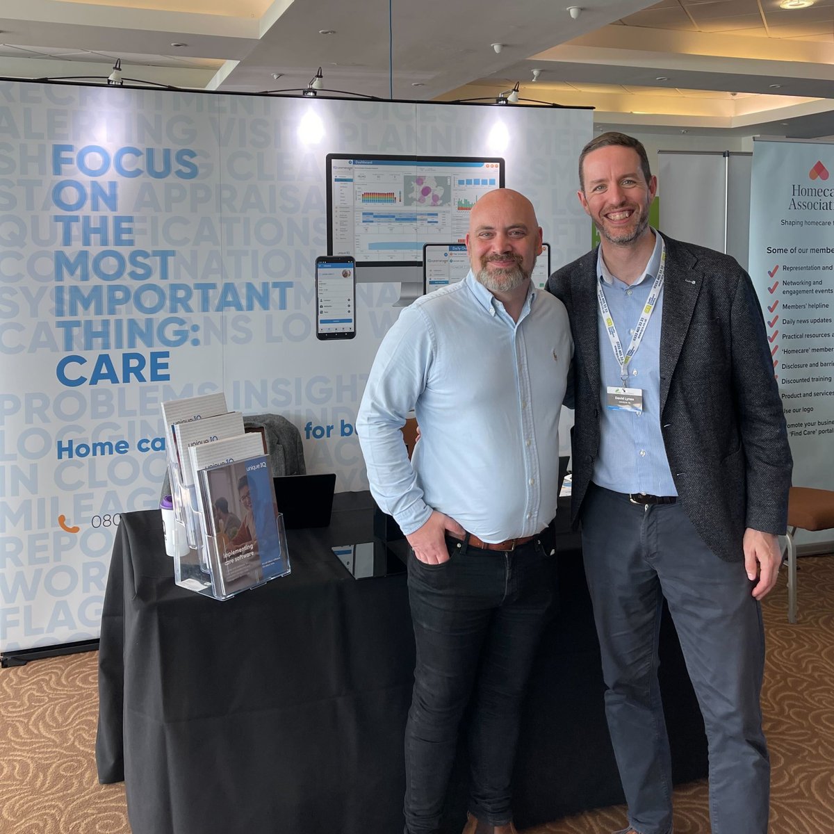 UniqueIQ's tweet photo. David and Lee are having a great time at @careroadshows in Epsom today. Chat to them about all things home care software. https://t.co/C0hpJODpOx