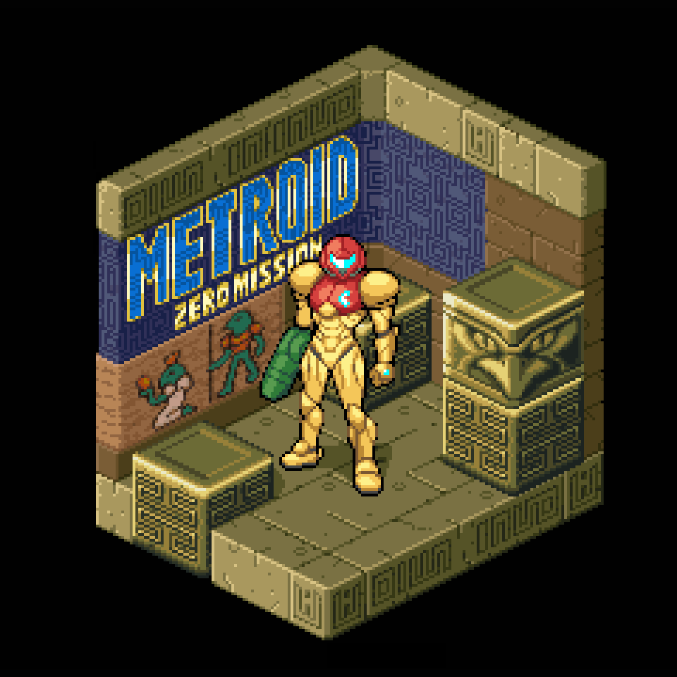 3rd in a #pixelart  series I'm doing on each #Metroid game
Metroid Zero Mission (2004)