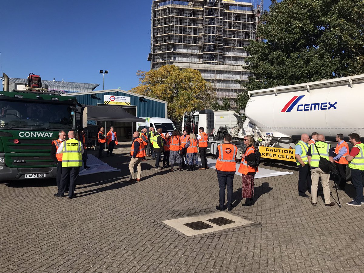 ChrisYarsley's tweet photo. Visiting the @TfL centre in Acton to see demonstrations of potential #DVS progressive safe system, to be introduced in 2024. Some of the tech was supplied by @LogisticsUKNews  #TM22 Gold Sponsor @BrigadePLC https://t.co/tGd7KBHWMy