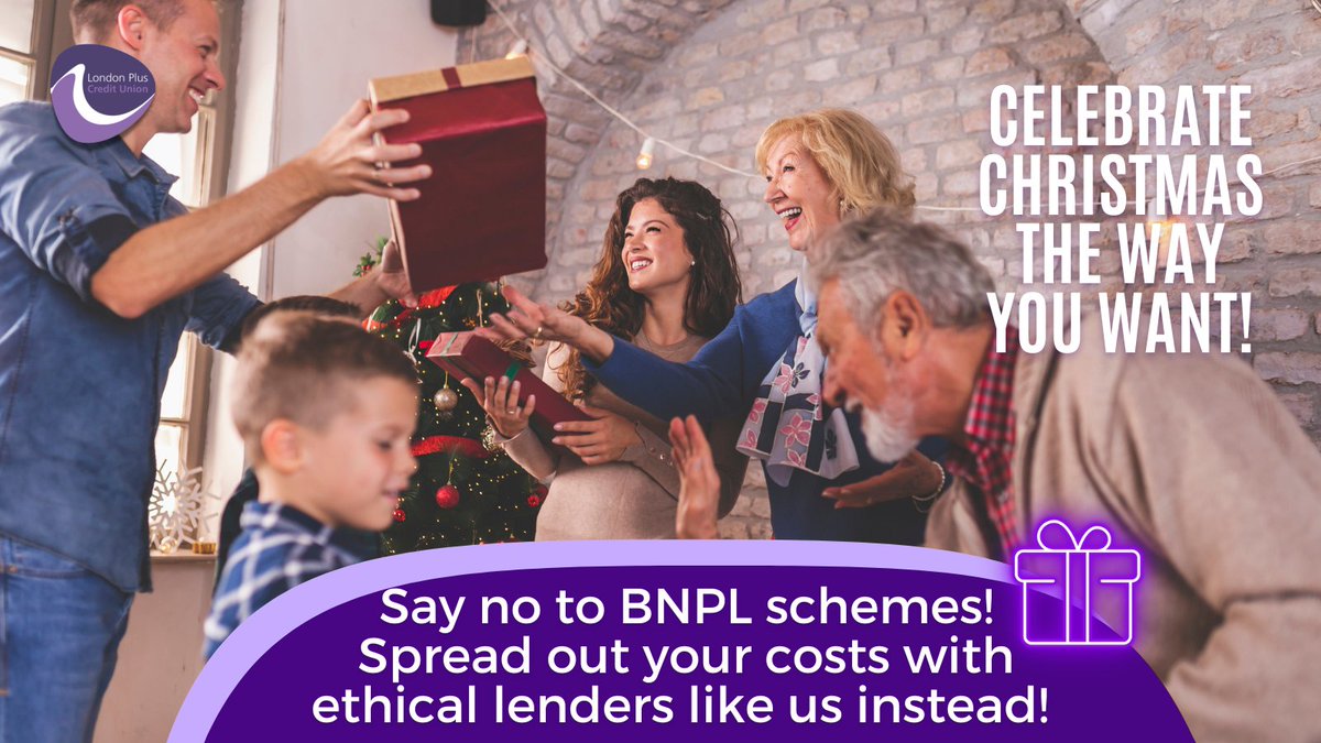 LondonPlusCU's tweet photo. We believe that everyone deserves to celebrate Christmas the way they want 🎄
Say no to BNPL schemes 🚫💳
Spread out your costs with ethical lenders like us instead 💜
https://t.co/FJw6IxrBsH https://t.co/kc45GsmXMp