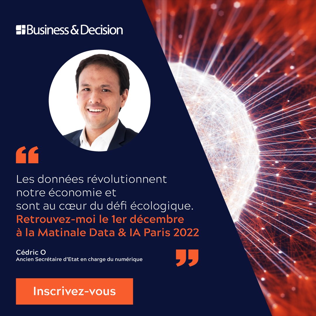 BD_Group's tweet photo. Matinale Data & IA – Jeudi 1er décembre à Paris
💡 Avec la participation exceptionnelle de @cedric_o, ancien Secrétaire d’État en charge du numérique
Inscription obligatoire 👉 https://t.co/yija7Lf5tO
🔥 Inscrivez-vous vite, les places sont limitées 🔥
#MatinaleBD #Data #IA https://t.co/k5DvTCkFVt