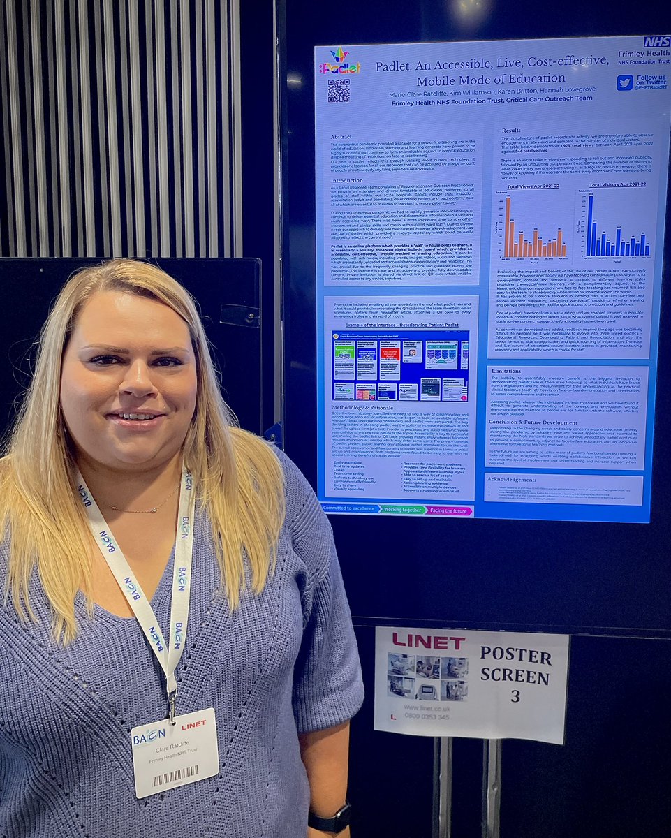 Thank you @mazclareRN for the huge amount of work you have put into creating our educational platform for all staff at @FrimleyHealth on behalf of the team & thank you for representing us at the #BACCNConf2022 @BACCNUK @NOrF_CCO_RRS @lornawilko @FHFTexcel
