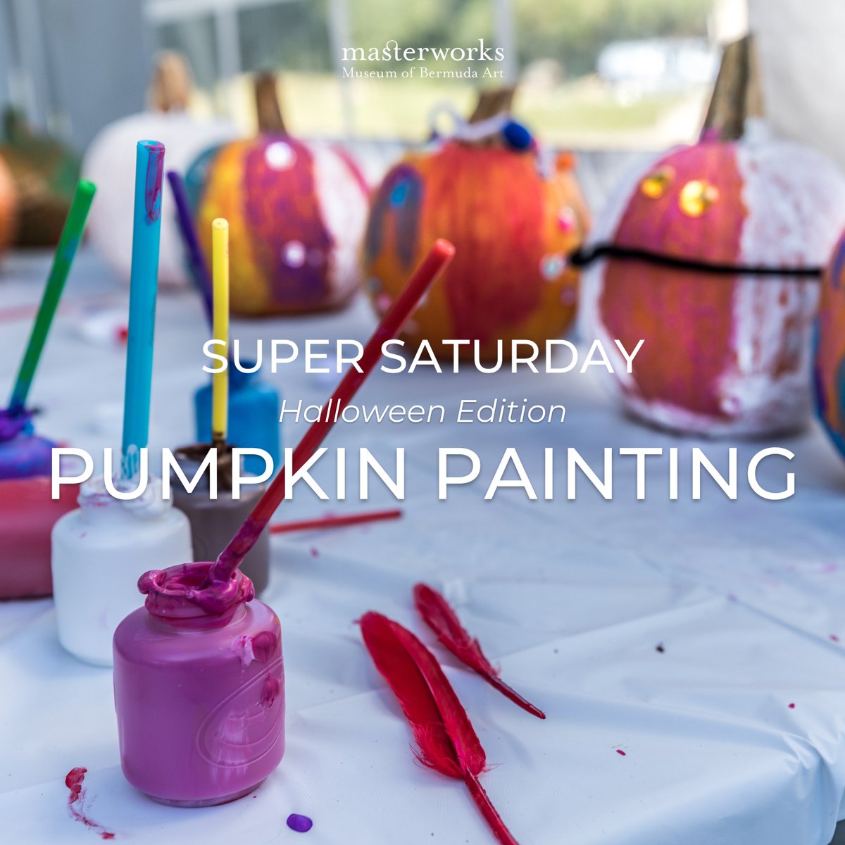 MasterworksMOBA's tweet photo. Ghouls &amp; goblins of all ages, join us Saturday, October 29th, 9 am - 12 pm for our Super Saturday, "Pumpkin Painting". 

Grab a pumpkin and bring it along with you to the museum. We've got all the materials you need to bring your pumpkins to life! https://t.co/MQhhy96TAC