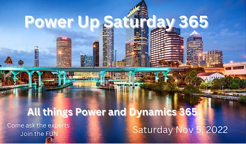 bcohen26's tweet image. Time to learn and play at the Power Up Saturday 365 Tampa -  Nov 5
 REGISTER today for Powe Up Saturday 365powerupsaturdaytampa.com 

Thank you @mscrmaddons for supporting..  #MSCRMADDONS

#powerapps #dynamics365 #PowerPlatform