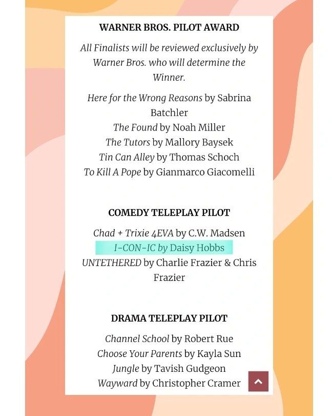 DaisyHobbs's tweet photo. My original comedy pilot is a FINALIST at @austinfilmfest! 💕

 #AFF #aff29 #screenwriting #screenwriter #writer #comedy #tvpilot #austinfilmfestival #Finalist #afffinalist #write #screenplay #script https://t.co/1cQsVEtnLo