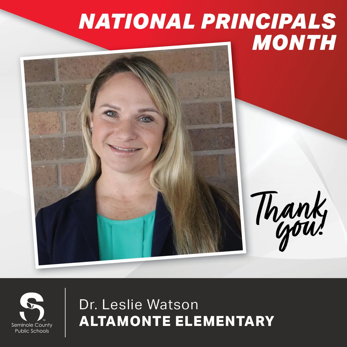 It's National Principal Appreciation month.  THANK you to the leaders of our schools for devoting your time, talents and pouring into the lives of those you serve.  We are so proud of each of you!  #SCPSAppreciatesOurPrincipals