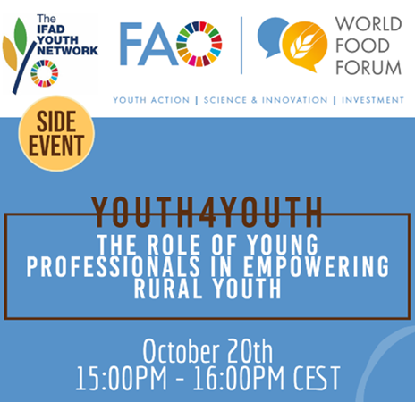 YPARD's tweet photo. 📣Join the IFAD Youth Network for a World Food Forum side event on Youth4Youth: The Role of Young Professionals in Empowering Rural Youth on Thursday 20 October 2022 from 15:00 – 16:00 CET.

More https://t.co/pSKJ9Punya https://t.co/sx7qWw1rCY