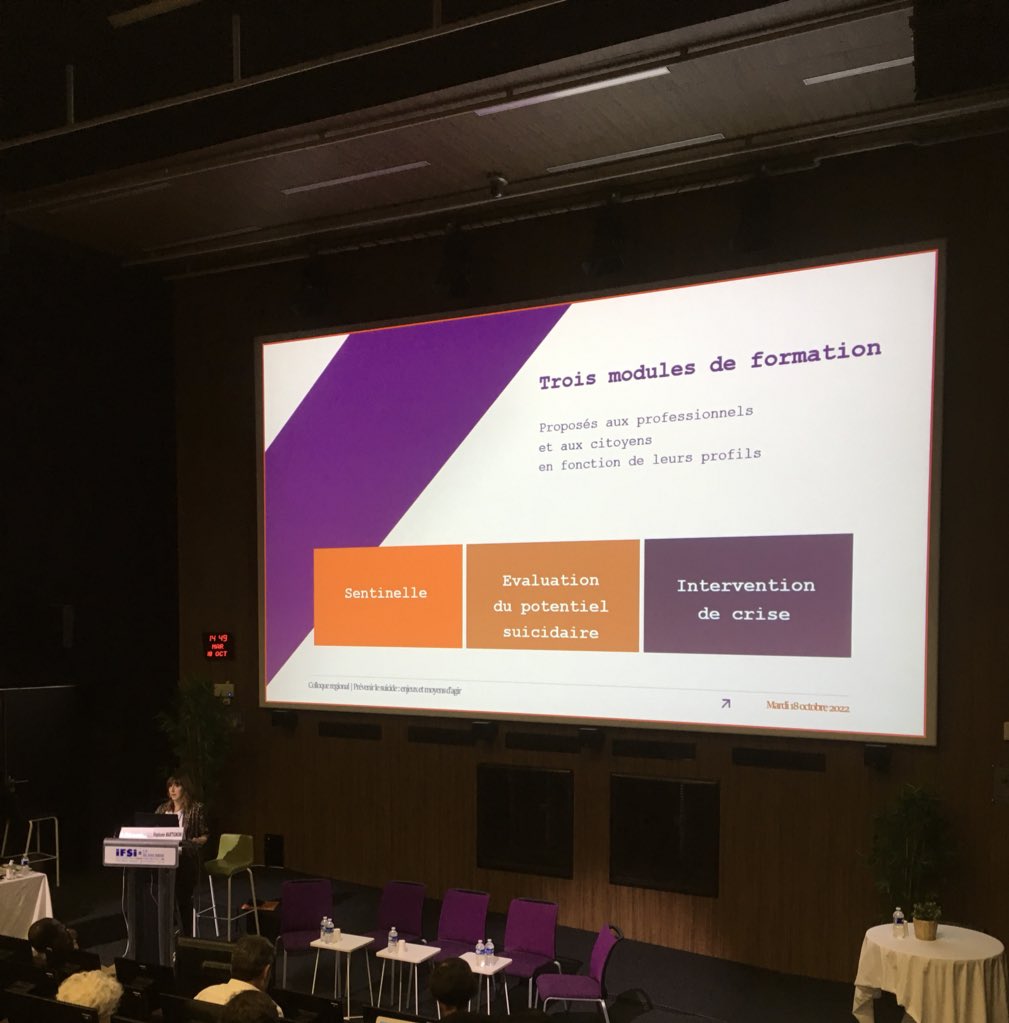 CRES_PACA's tweet photo. Colloque Prévenir le suicide - formation à la prévention du suicide : Stéphanie Martignoni présente le programme national.
#collepse #preventionsuicide https://t.co/ytFIzSpR4G