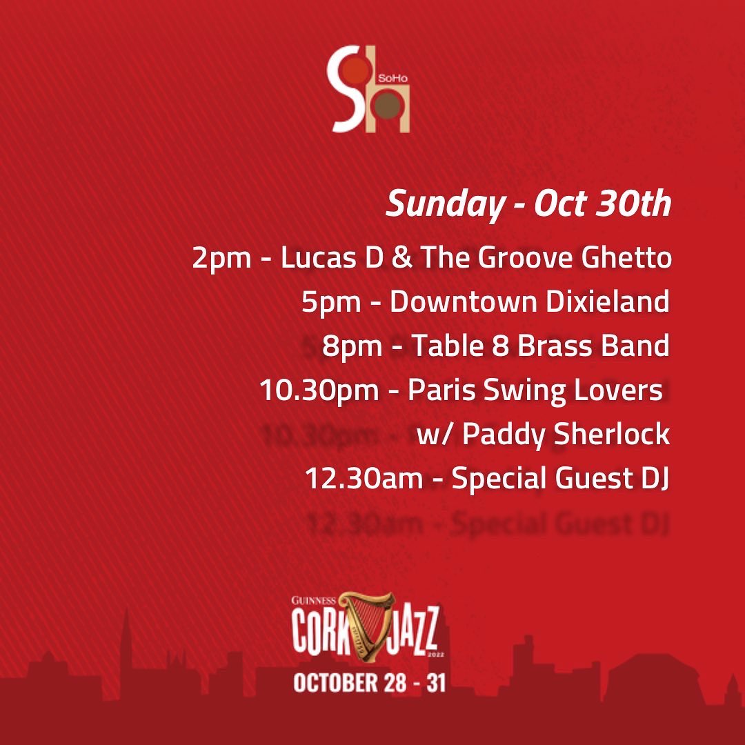sohobarcork's tweet photo. Jazz weekend is almost here!! Check out our best ever line up 🎉🎶🎺

Our Main Bar will be walk ins for the weekend - make sure to grab the gang!! https://t.co/MOYsVlhojm