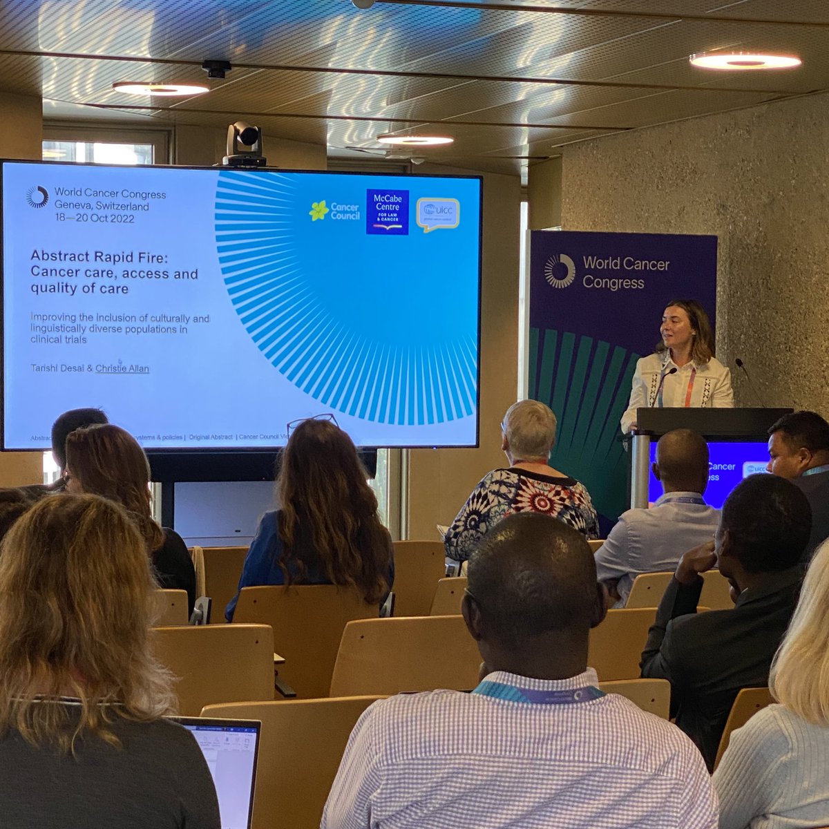 Congratulations to <a href="/ChristieAnn02/">Christie Allan</a> for a great presentation on your work with Tarishi Desai on improving the inclusion of culturally and linguistically diverse populations in clinical trials #WCC2022 <a href="/McCabe_Centre/">McCabe Centre for Law & Cancer</a> <a href="/CancerVic/">Cancer Council Victoria</a>