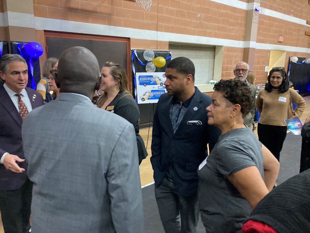 At launch of <a href="/CSJ_at_WNE/">WNE Center for Social Justice</a> Free Legal Kiosk Project at Springfield's Martin Luther King Jr. Center, <a href="/wne_president/">Dr. Robert Johnson</a> Dr. Robert Johnson greeted city dignitaries including Mayor Dom Sarno, Rep. Orlando Ramos, City Councilor Zaida Govan, among many others. <a href="/WNEUniversity/">Western New England University</a>